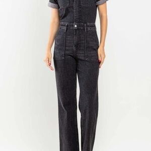Women's Black Denim Jumpsuit